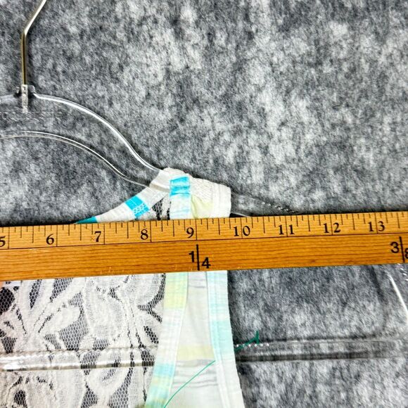 Vtg Express Y2K Burnout Tank Top Lace Back Yellow Teal Blue Stripes Womens XS - Picture 8 of 10